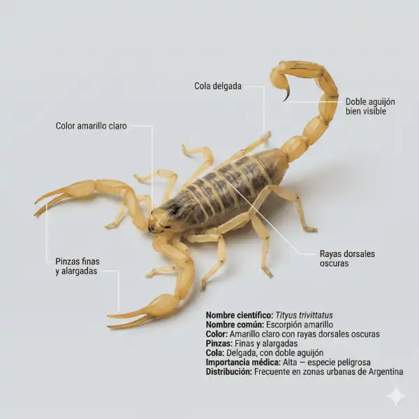 Tityus trivittatus - escorpión peligroso